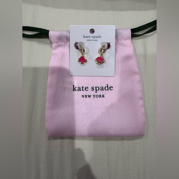 kate spade Jewelry - Kate Spade Pink and Gold Spade Dangle Earrings New